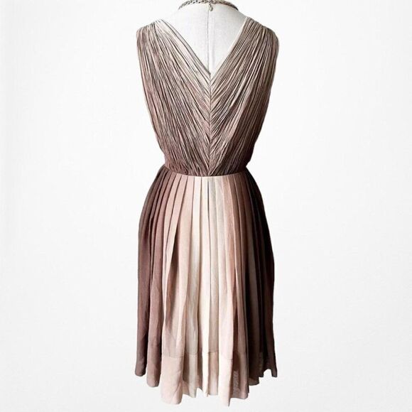 Vintage Y2K Talbots Brown V-Neck Pleated Knee Length Cocktail Dress Size 4/M - Picture 7 of 7